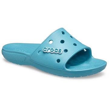 Crocs Classic Men's Slides Aqua | Australia 1283OKIR